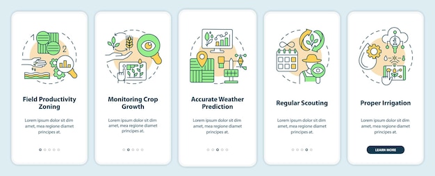 Increased crop yield factors onboarding mobile app screen