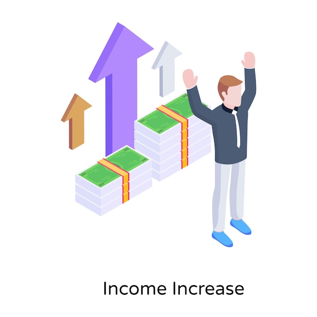 Increased revenue isometric concept icon money growth