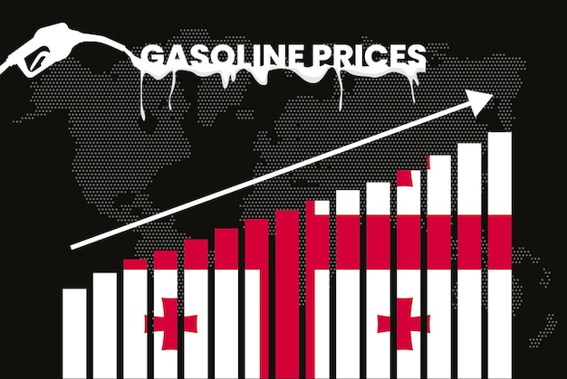 Increasing of gasoline prices in Georgia bar chart graph rising values news banner idea