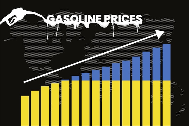 Increasing of gasoline prices in Ukraine bar chart graph rising values news banner idea