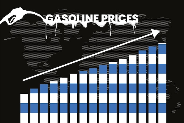 Increasing of gasoline prices in Uruguay bar chart graph rising values news banner idea