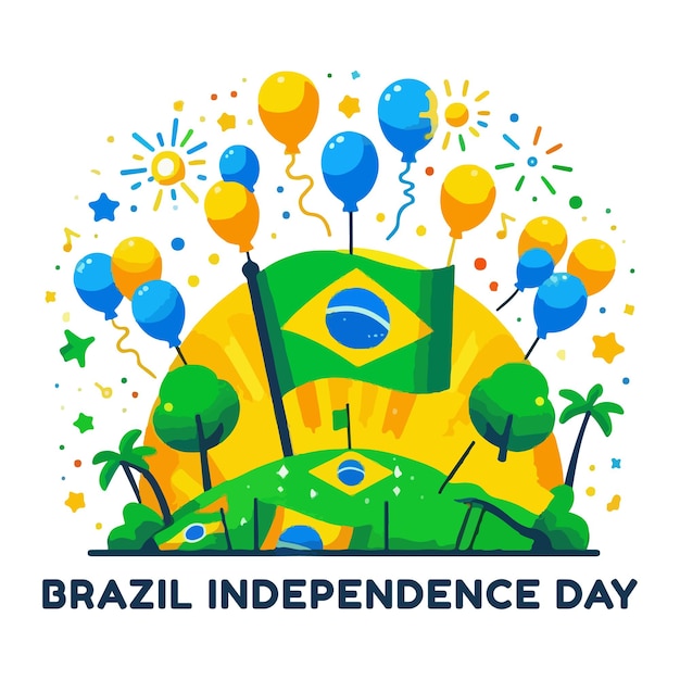 Vector independence day of brazil greetings vector with flat background