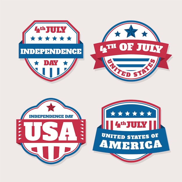 Independence day flat design badges