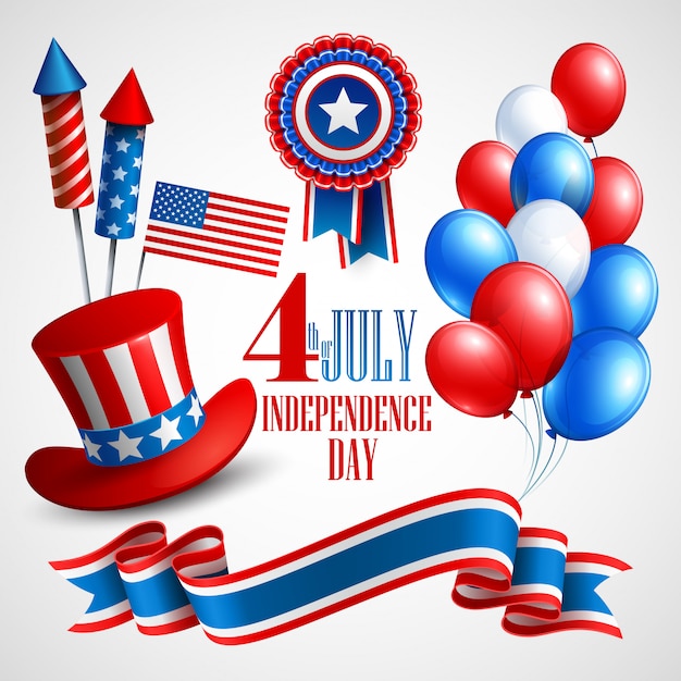 Independence Day holiday symbols.  illustration