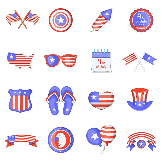 Independence day icons set