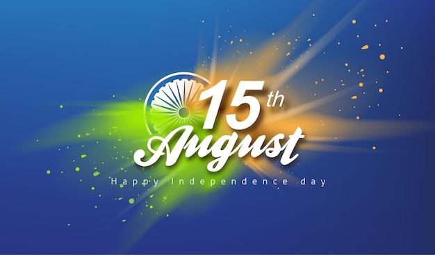 Independence day India celebration banner with color splash. 15th of August poster template.