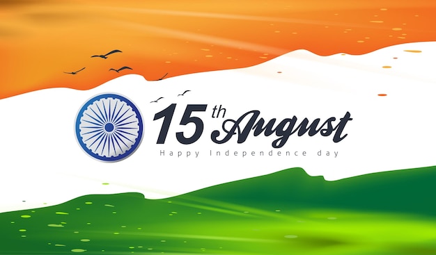 Independence day India celebration banner with flag color splash. 15th of August poster template.