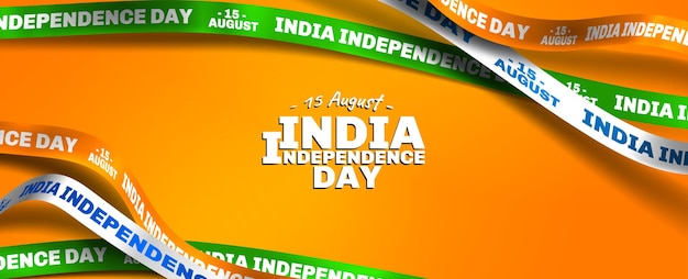 Independence Day of India with strip text typography combined in a shape of ribbon