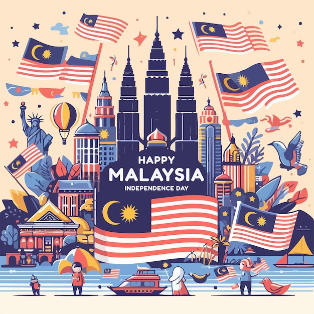 Vector independence day of malaysia design vector