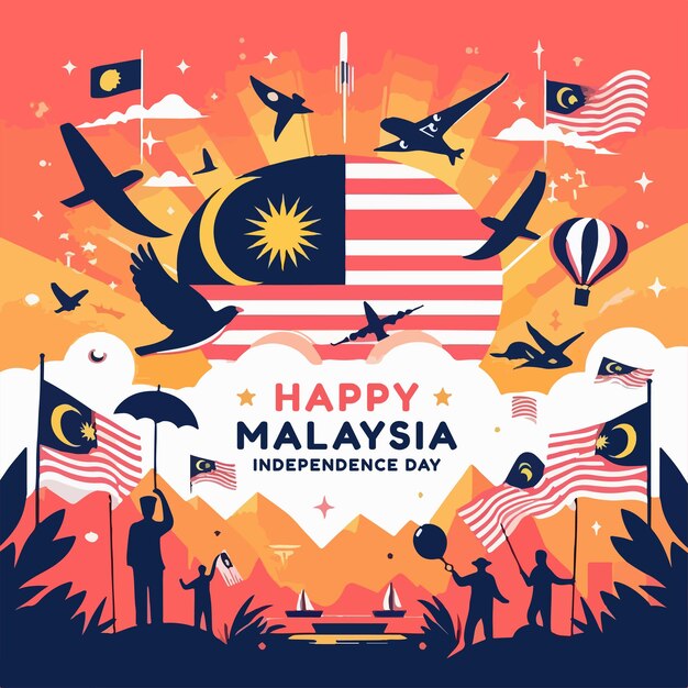 Vector independence day of malaysia greetings design illustration