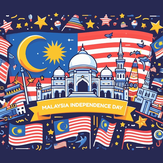 Vector independence day of malaysia vector with purple background