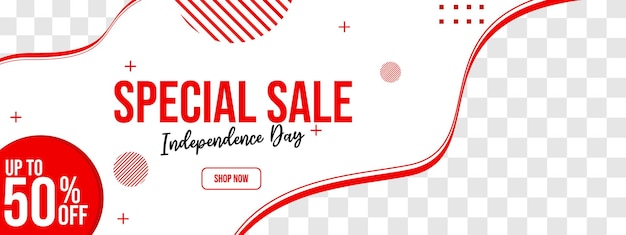 independence day special discount advertising banner red and white background social media cover