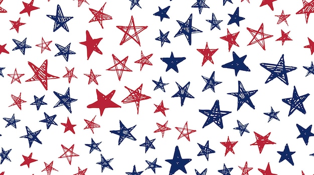 Independence Day USA Presidents day Hand drawn illustration Stars grunge