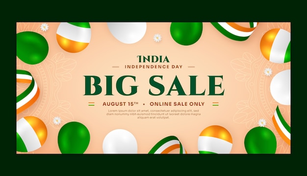 Vector india independence day horizontal banner template