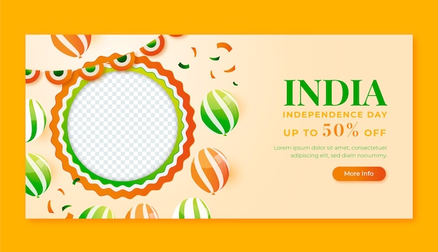 Vector india independence day horizontal banner template