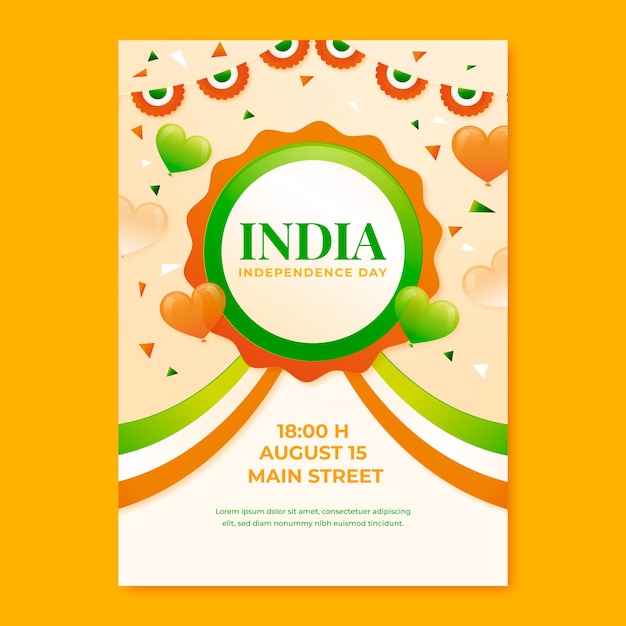 Vector india independence day vertical poster template