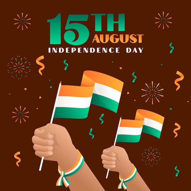 Vector india independence post design vector typography