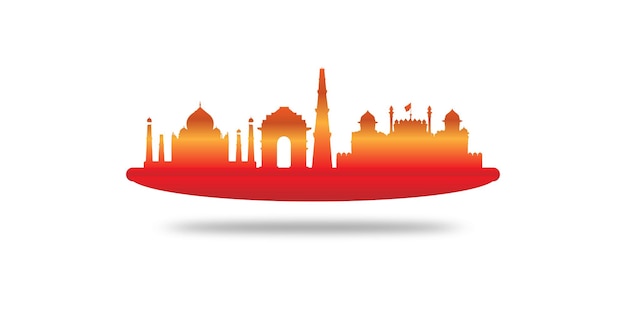 India landscape cityscape vector illustration