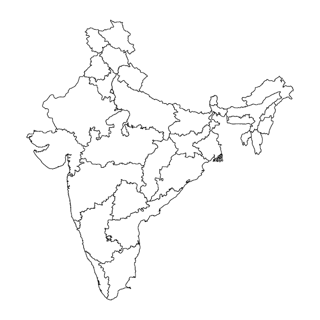 Vector india map with administrative divisions vector illustration