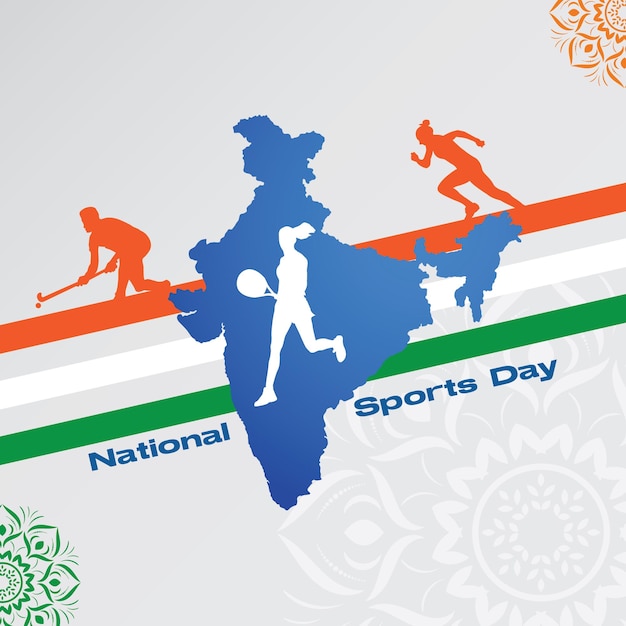 India National Sports day - tricolor background vector design template