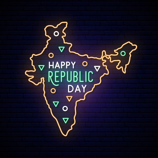 India Republic Day neon map