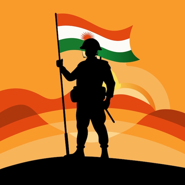 Vector india victory day indian army black silhouette