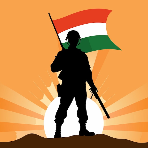 Vector india victory day indian army black silhouette