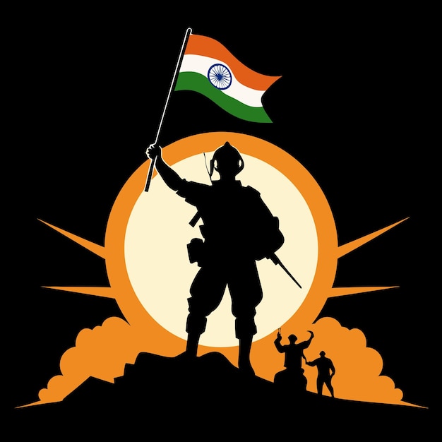 India victory day indian army black silhouette