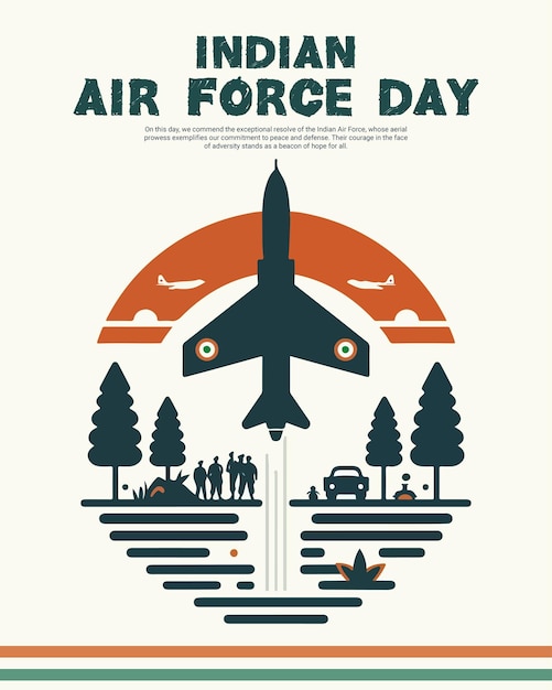 Vector indian air force day social media post wit flag banner template