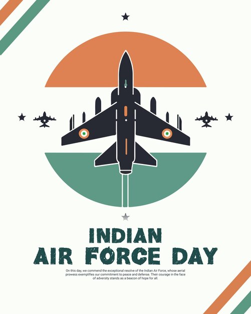 Vector indian air force day social media post wit flag banner template