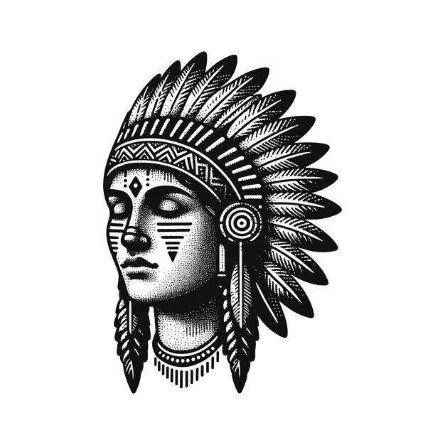 Vector indian apache head illustration design hand drawing image