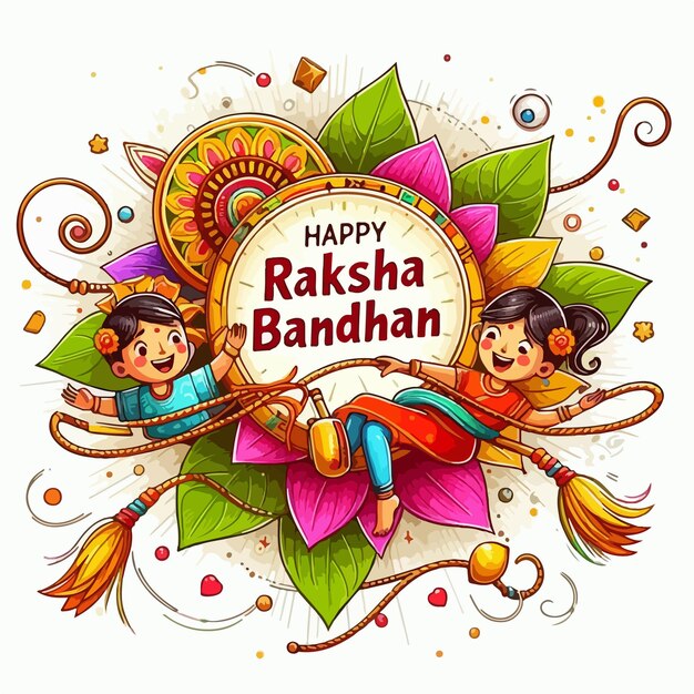 Vector indian brother and sister festival happy raksha bandhan concept happy raksha bandhan background