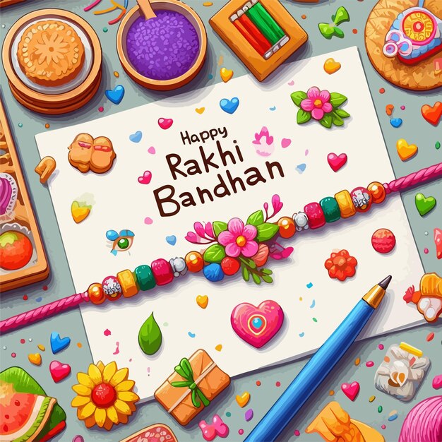 Vector indian brother and sister festival happy raksha bandhan concept happy raksha bandhan background