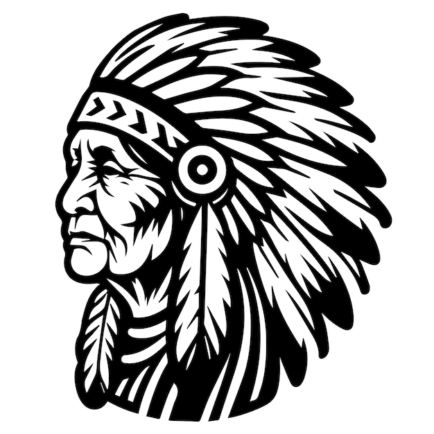 indian chief head tribal logo vector