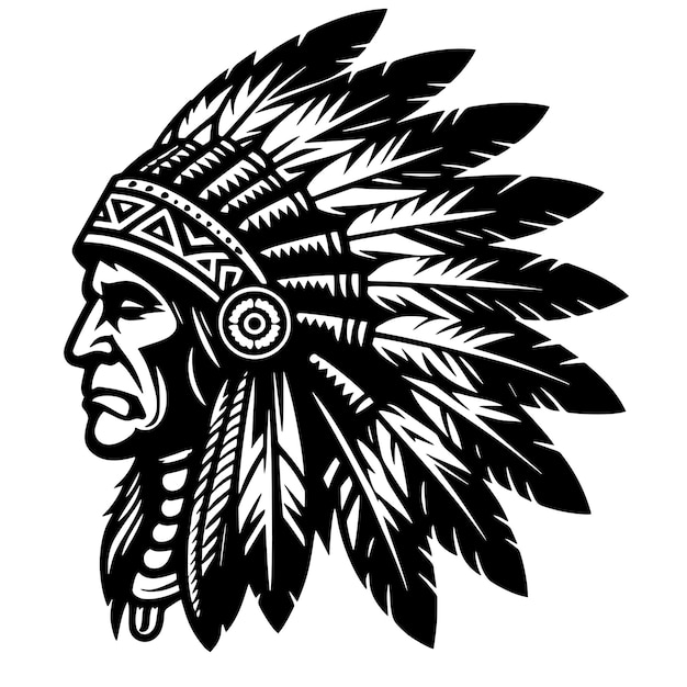 indian chief head tribal logo vector