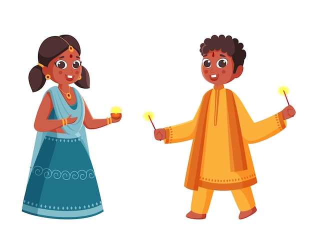 Vector indian children celebrating