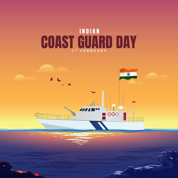 Vector indian coast guard day is observed on 1 february every year to honor the important role