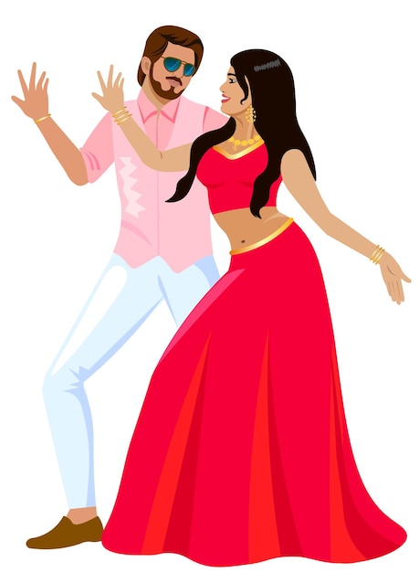 Vector indian couple bride groom sangeet