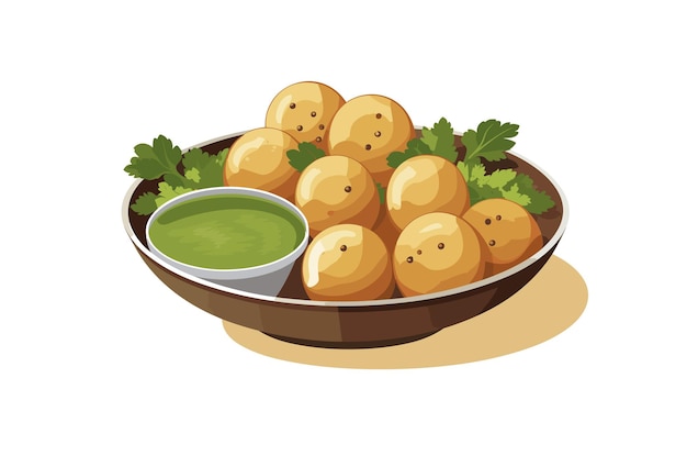 Vector indian cuisine golgappa pani puri vector illustration