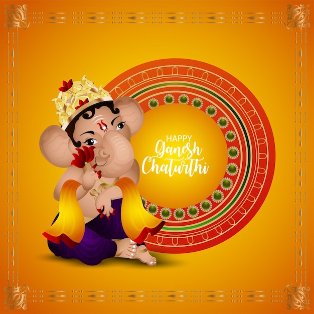 Indian cultural festival happy ganesh chaturthi celebration card