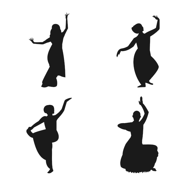 Indian dancer silhouette template design vector icon illustration