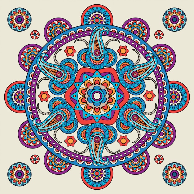 Indian doodle paisley boho mandala