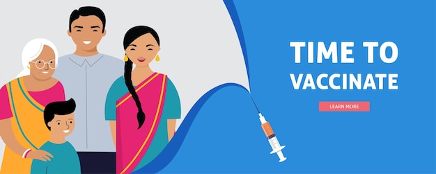 Indian family vaccination banner time to vaccinate