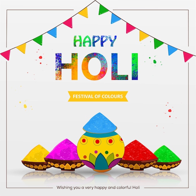 Indian festival of colors celebration colorful background with creative text Happy Holi