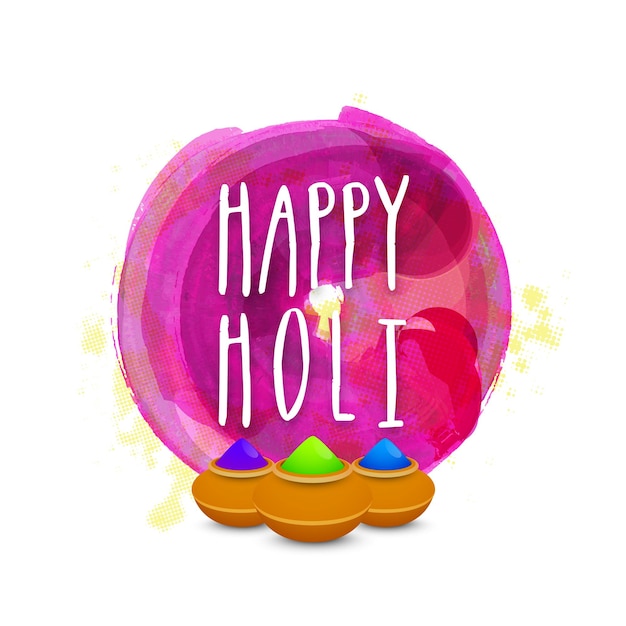 Indian festival of colours Happy Holi concept with shiny drycoloursgulal and colour grunge against white colour background