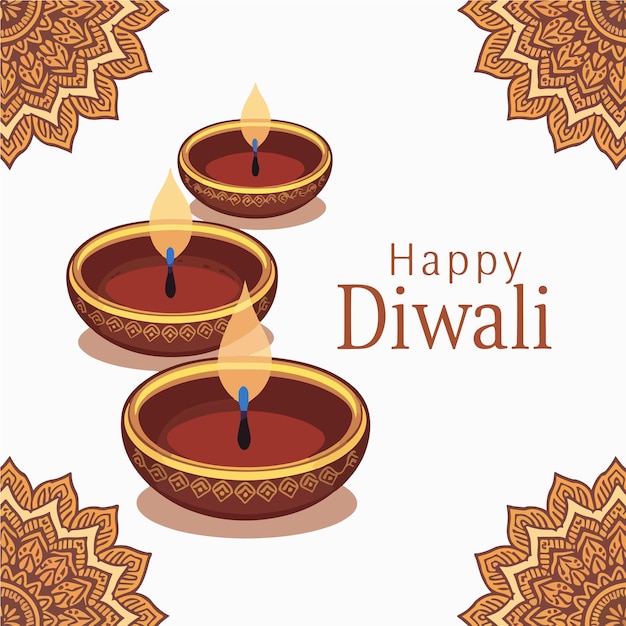 Vector indian festival diwali background with lamps