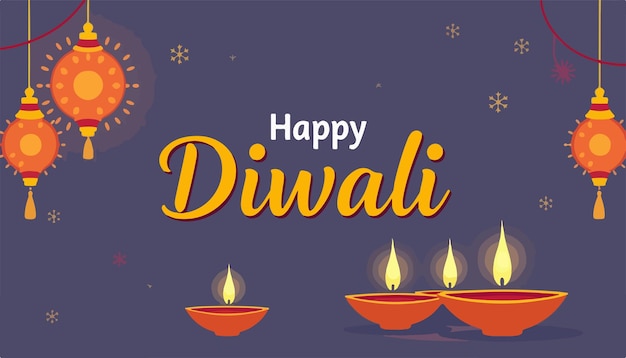 Indian Festival Diwali Greeting with Colorful Decorations