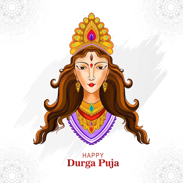 Indian festival goddess durga face holiday celebration card background