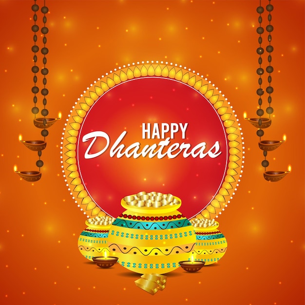 Indian festival happy dhanteras celebration card