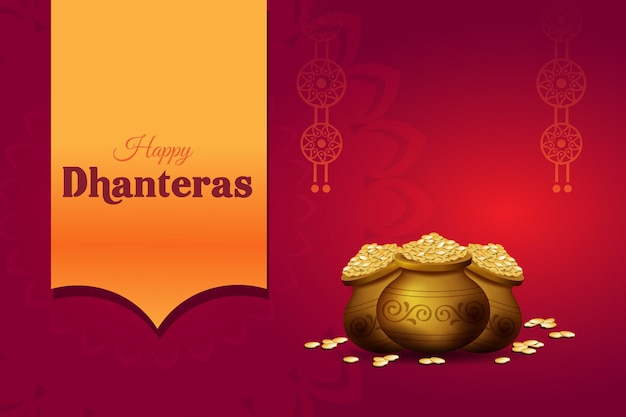 Vector indian festival happy dhanteras template for social media post